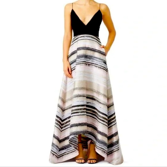 Badgley Mischa Neutral Stripe Gown size 4 - Picture 1 of 10